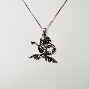 SOLD. 925 Mermaid Necklace, Estate. 16" 925 Box Chain.